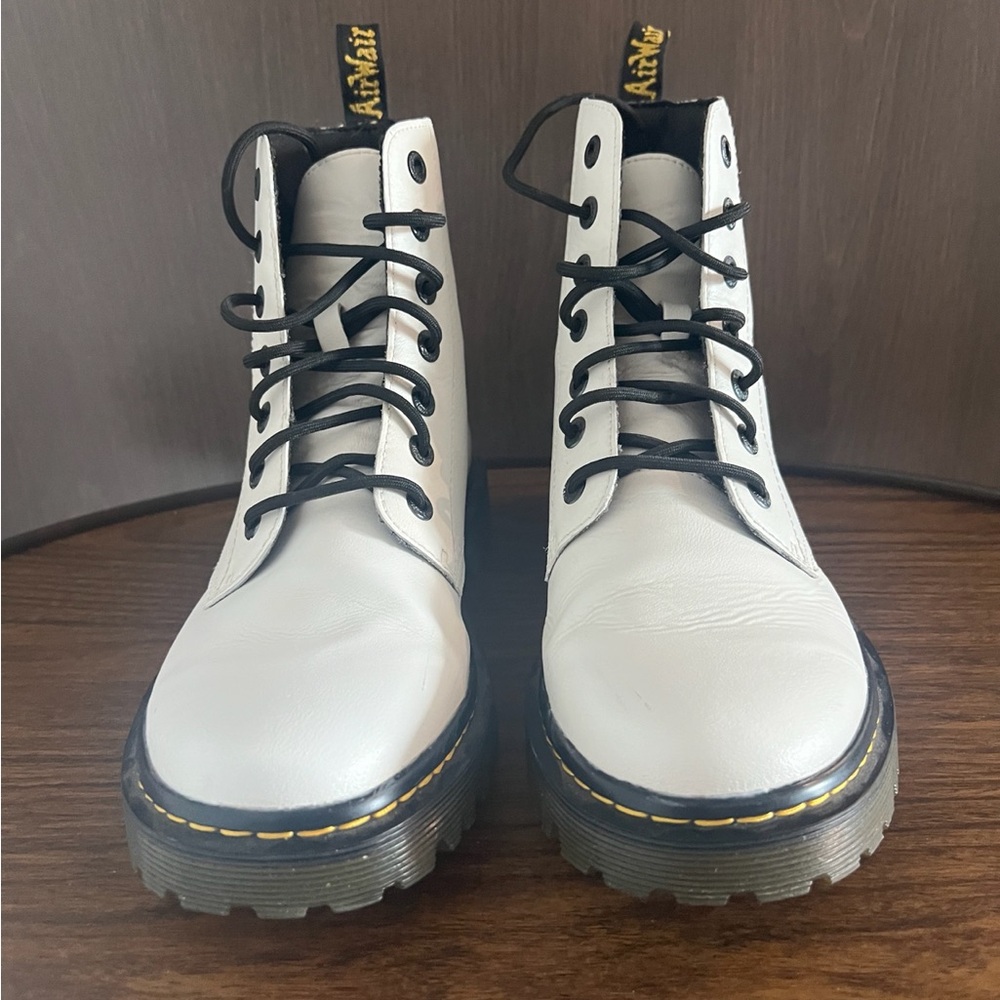 Dr Martens Luana White Leather Combat Boots Size 11